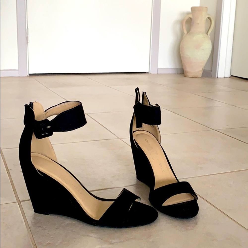 Fabulous black suede wedge sandal!